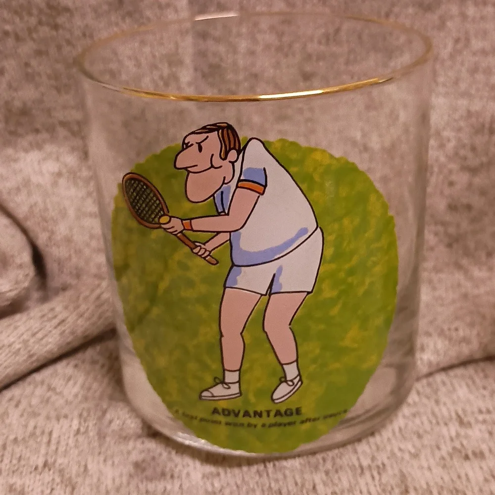 Vintage Carl Ashby Tennis Whiskey glasses Set of 6 NO CALL OUTS. Complete set!